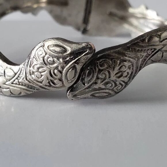 Pewter Snake Reptile Hinge Cuff Bracelet - Picture 2 of 9